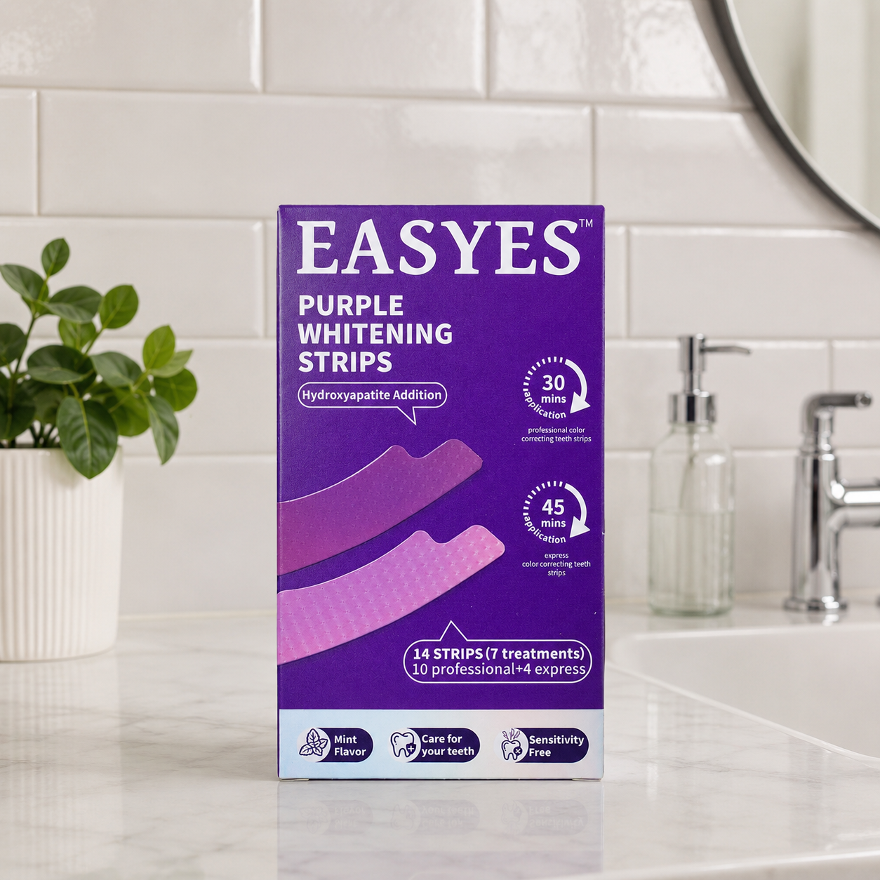 EASYES Purple Teeth Whitening Strips - Neutralize Yellow Tones