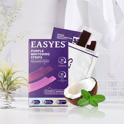 EASYES Purple Teeth Whitening Strips – Neutralize Yellow Tones