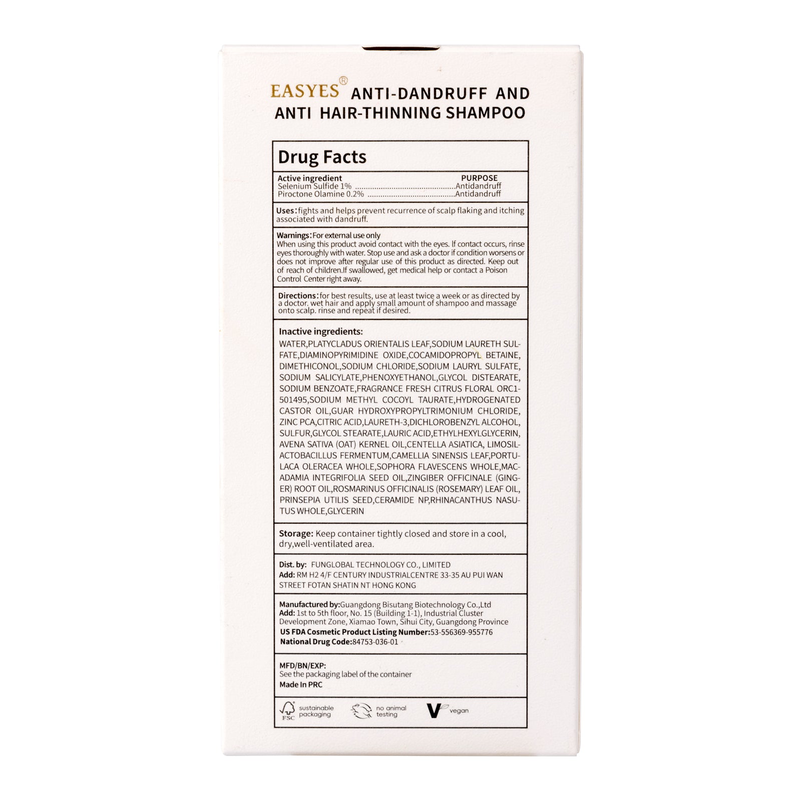 Easyes Anti-Dandruff And Anti-Hair Thinning Shampoo