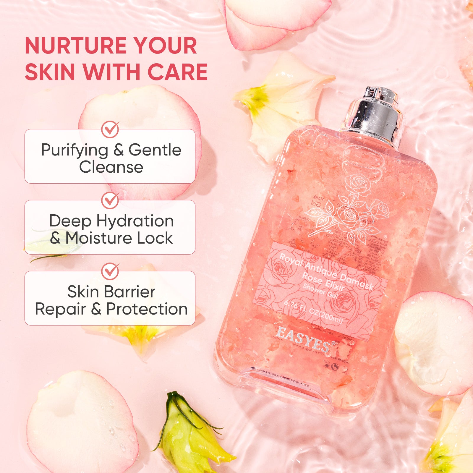 Easyes Royal Antique Damask Rose Elixir Shower Gel