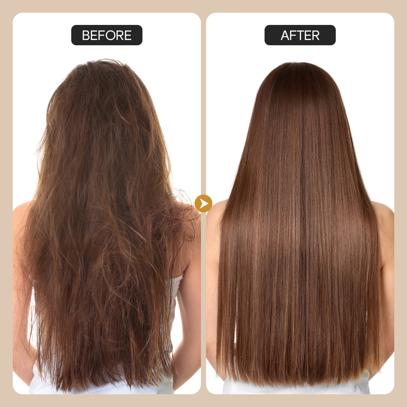 Before and after hair appearance comparison following regular use of EASYES peptide conditioner