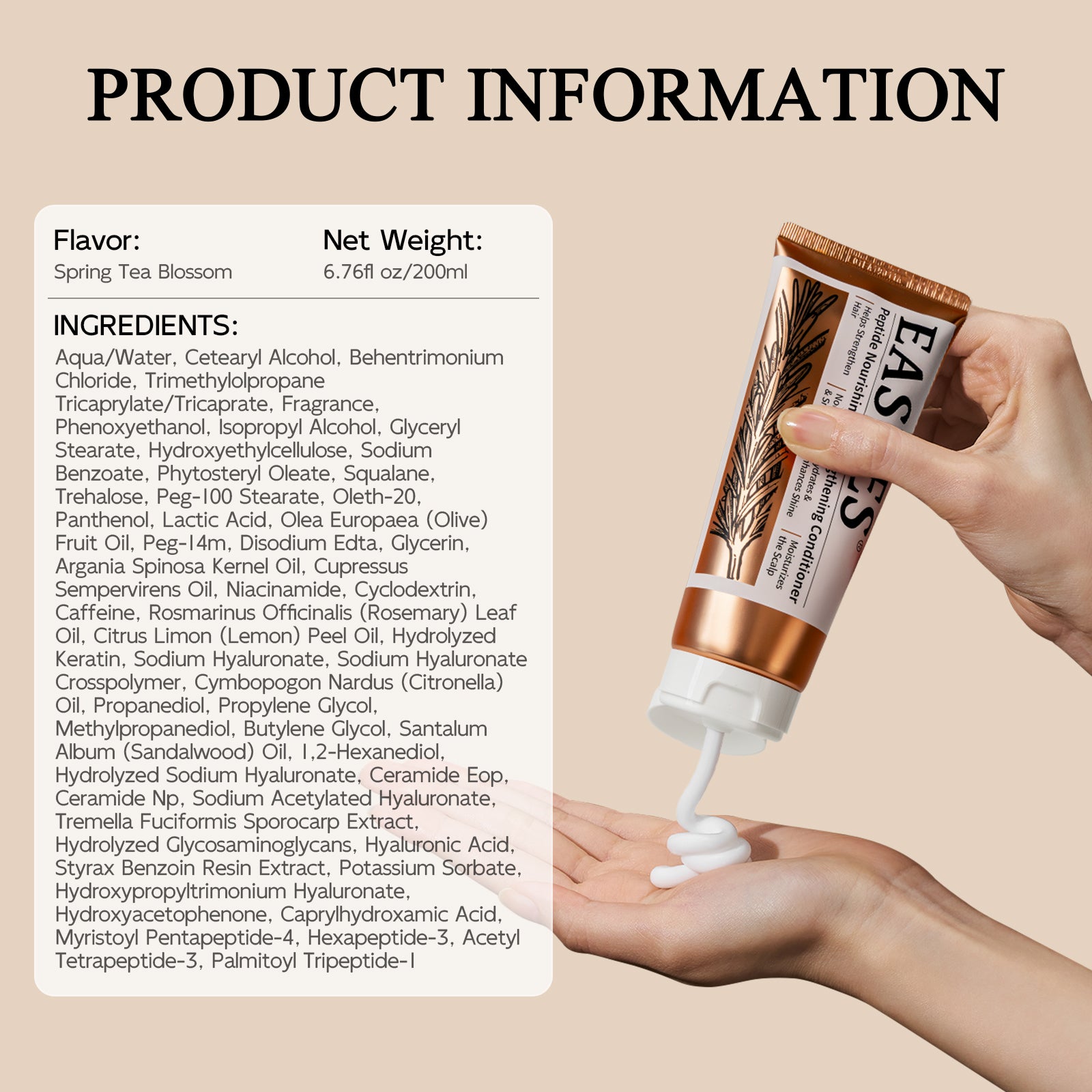 EASYES Peptide Nourishing and Strengthening Conditioner full ingredient list panel